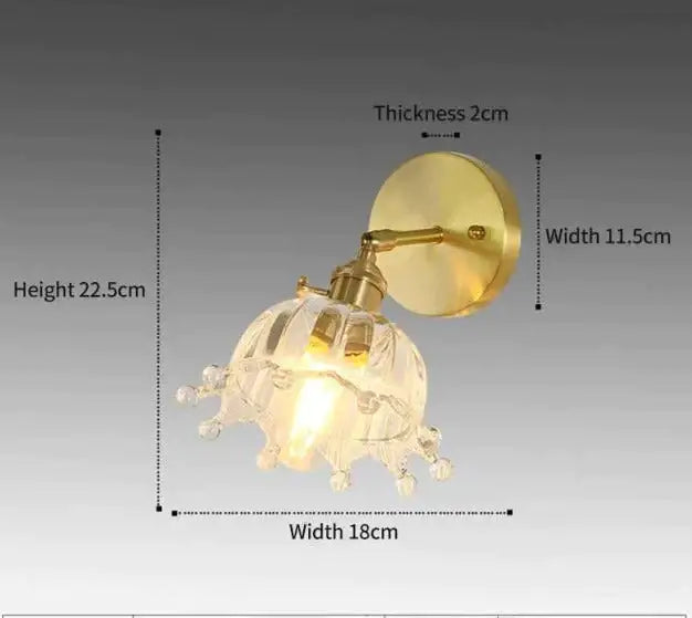 Copper glass wall sconce by Decorbites with crystal-drop shade, wall-mount fixture on Tampa Home & Garden Store