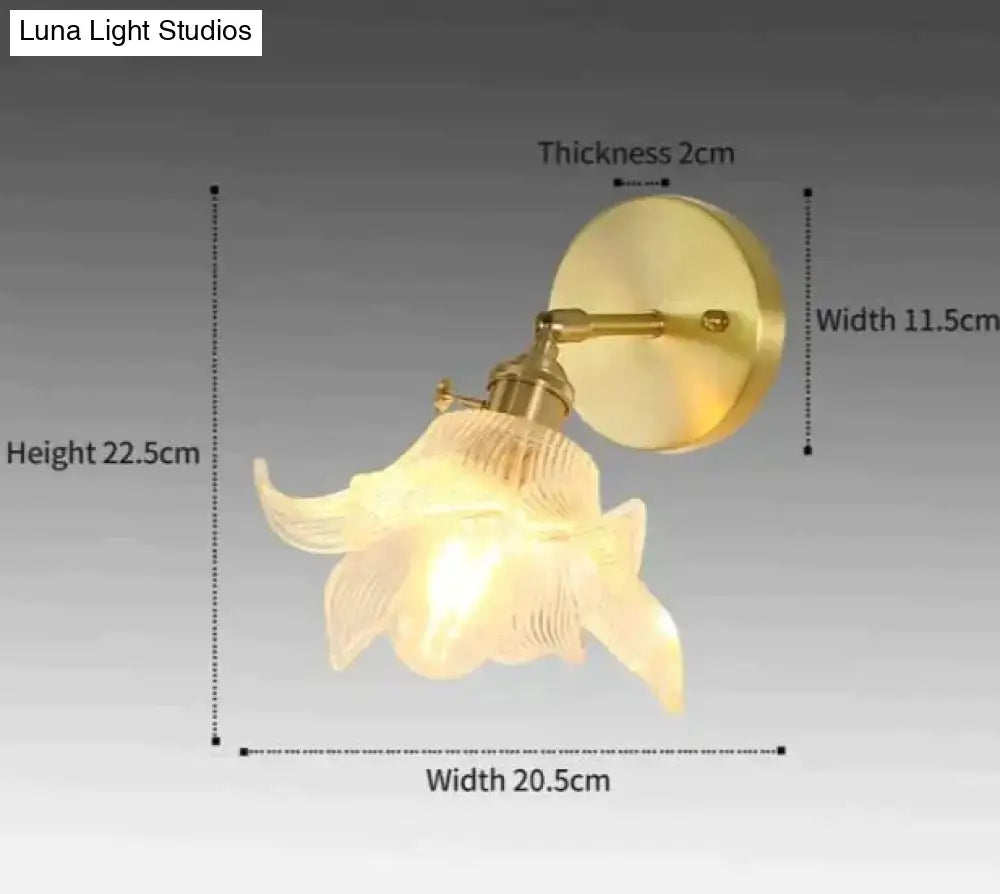 Copper Glass Wall Sconce with petal shade and brass backplate Decorbites wall light on Tampa Home & Garden Store