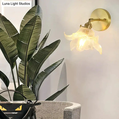 Copper Glass Wall Sconce by Decorbites; gold brass wall light with petal glass shade on Tampa Home & Garden Store