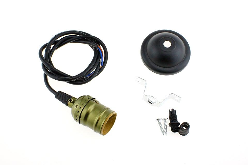 Stevvex vintage Edison lamp socket kit with green E27 socket, cord and canopy on Tampa Home & Garden Store