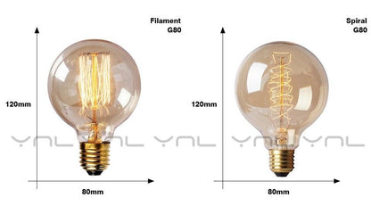 Stevvex retro Edison bulb set with 2 G80 bulbs (filament and spiral), E27 220V 40W on Tampa Home & Garden Store