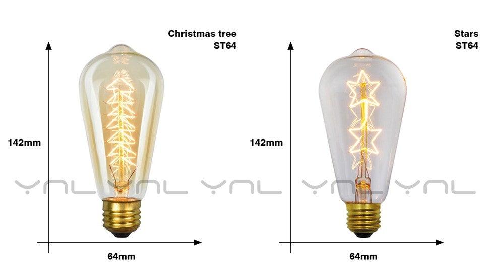 ST64 Edison bulbs by Stevvex 2-pack Christmas tree filaments Stars, clear glass, E27 base on Tampa Home & Garden Store