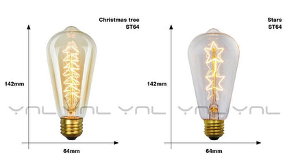 ST64 Edison bulbs by Stevvex 2-pack Christmas tree filaments Stars, clear glass, E27 base on Tampa Home & Garden Store