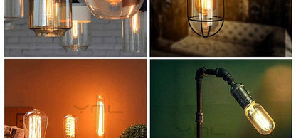 Stevvex retro Edison bulb set with clear glass filaments and warm amber glow on Tampa Home & Garden Store