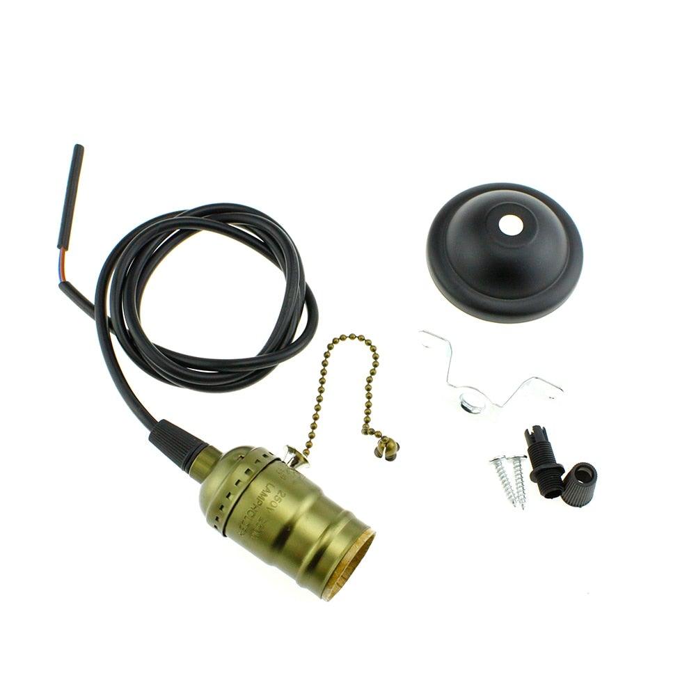 Stevvex vintage Edison bulb socket kit with black cord, brass socket, canopy and mounting on Tampa Home & Garden Store