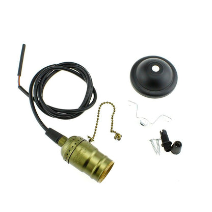 Stevvex vintage Edison bulb socket kit with black cord, brass socket, canopy and mounting on Tampa Home & Garden Store