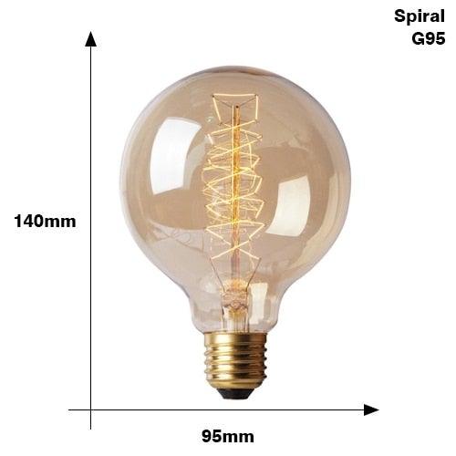 Stevvex Edison-style filament bulb with clear glass and visible spiral filament, E27 base on Tampa Home & Garden Store