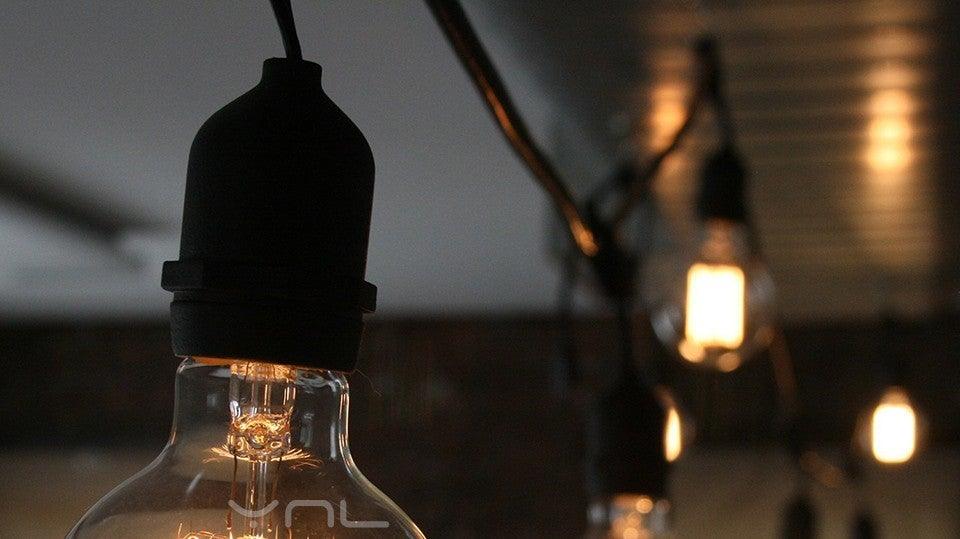 Stevvex vintage Edison filament bulb with clear glass, warm glow, E27 220V on Tampa Home & Garden Store