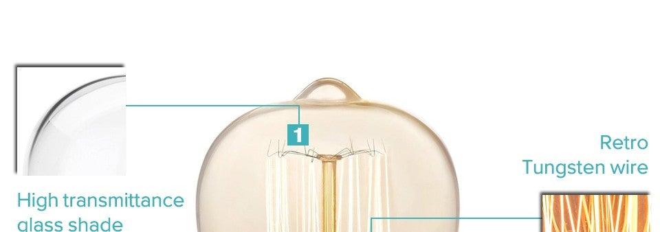 Stevvex retro Edison bulb ST64 with clear glass and visible tungsten filament, E27 base on Tampa Home & Garden Store
