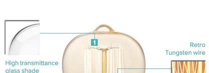 Stevvex retro Edison bulb ST64 with clear glass and visible tungsten filament, E27 base on Tampa Home & Garden Store