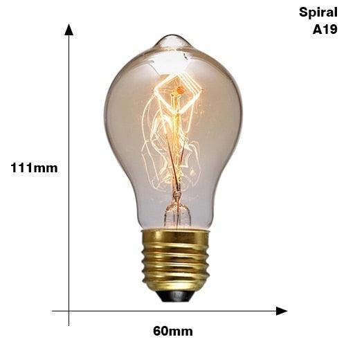 Stevvex Edison filament bulb A19 clear glass with brass E27 screw base warm glow on Tampa Home & Garden Store