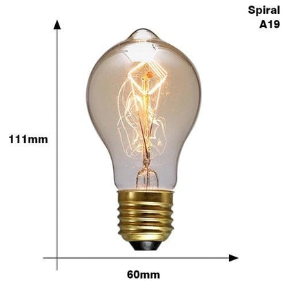Stevvex Edison filament bulb A19 clear glass with brass E27 screw base warm glow on Tampa Home & Garden Store