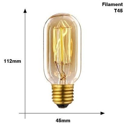 Stevvex vintage Edison bulb with clear glass, warm filament, E27 base, 112mm x 45mm on Tampa Home & Garden Store