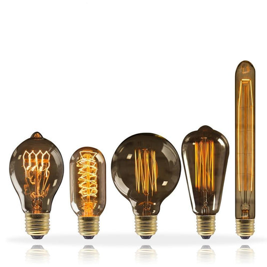 Stevvex retro Edison bulbs set, amber glass decorative incandescent bulbs with filament, 5-pack on Tampa Home & Garden Store
