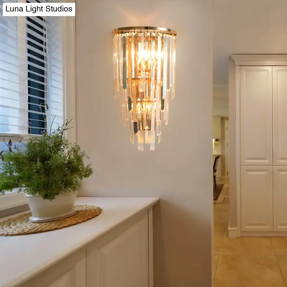 Gold Crystal Waterfall Sconce by Decorbites, gold crystal pendant wall light on Tampa Home & Garden Store