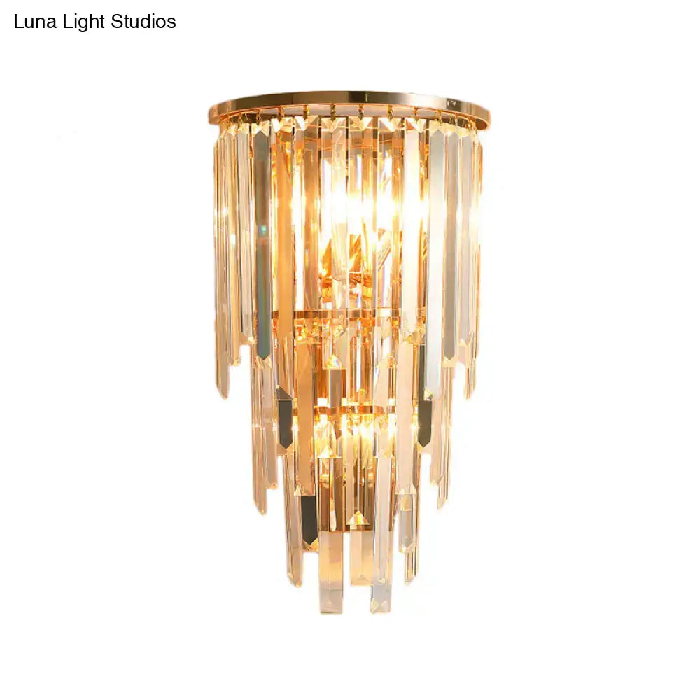 Gold Crystal Waterfall Sconce by Decorbites with cascading prisms, gold finish on Tampa Home & Garden Store