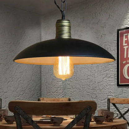 Black brass ceiling light with dome shade and warm Edison bulb by Decorbites on Tampa Home & Garden Store