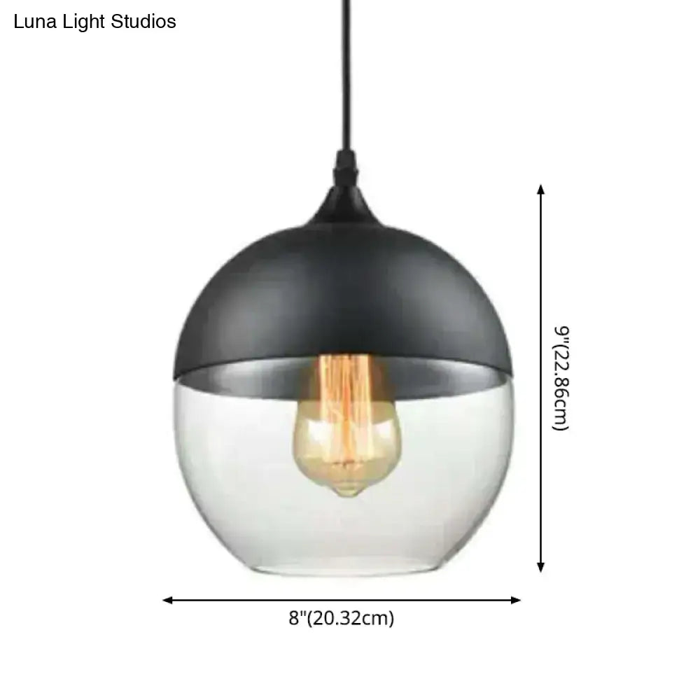 1 Light Pendant Lighting Retro Industrial Style Glass Pendant Ceiling Lights for Restaurant