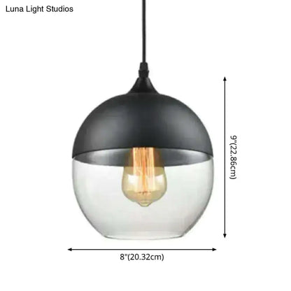 1 Light Pendant Lighting Retro Industrial Style Glass Pendant Ceiling Lights for Restaurant