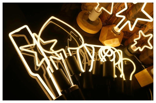 Stevvex retro LED Edison bulb E27 vintage soft filament; warm white neon star shapes on Tampa Home & Garden Store