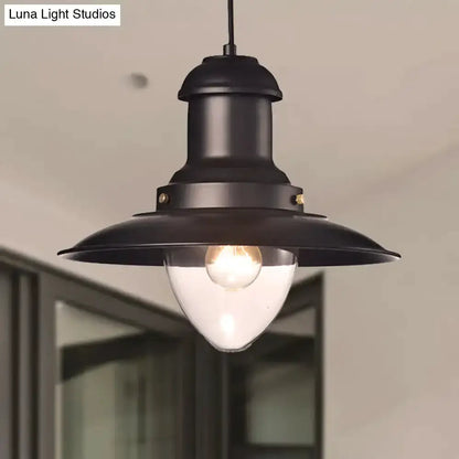 Retro loft saucer pendant light black & white metal with bulb cover Decorbites kitchen on Tampa Home & Garden Store