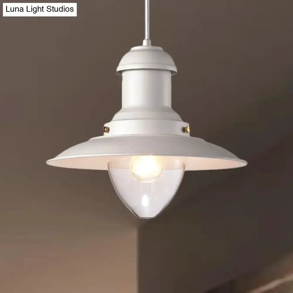 Retro loft saucer pendant light white by Decorbites for coffee shop kitchen Luna Light Studios on Tampa Home & Garden Store
