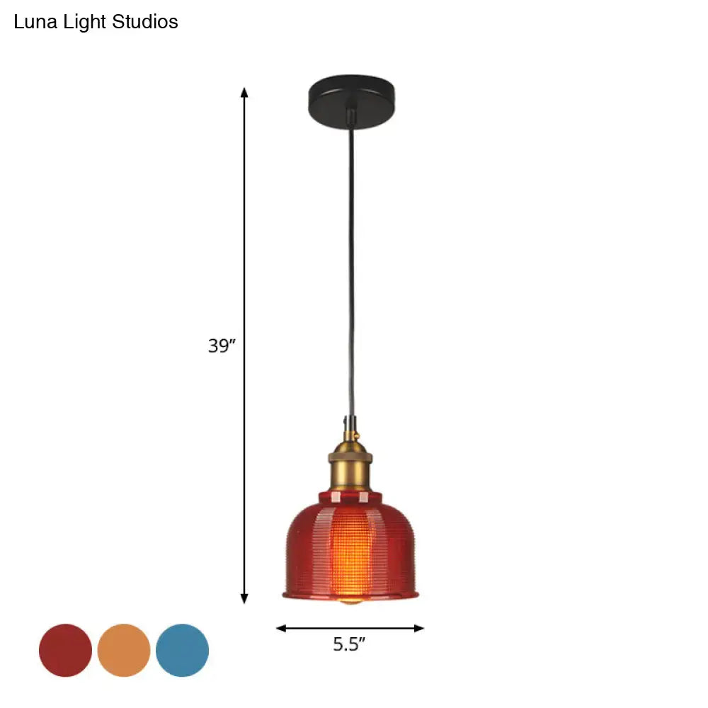 Red amber glass pendant light by Decorbites with brass top and black cord on Tampa Home & Garden Store
