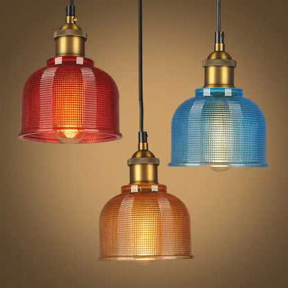 Red Amber Glass Pendant Light trio by Decorbites with brass fittings on Tampa Home & Garden Store