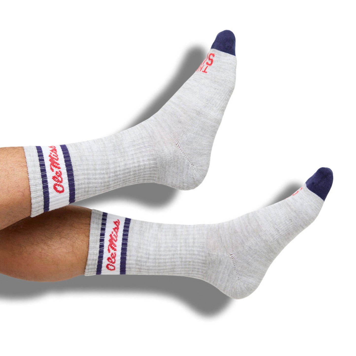 Retro Script Crew socks, DeadSoxy licensed college 3-pack, gray heather with purple toe on Tampa Home & Garden Store