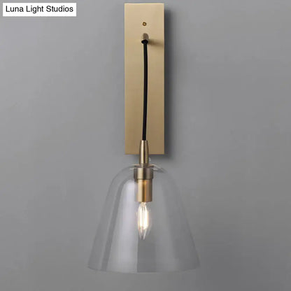 Brass glass wall sconce retro industrial style by Decorbites with clear glass shade on Tampa Home & Garden Store