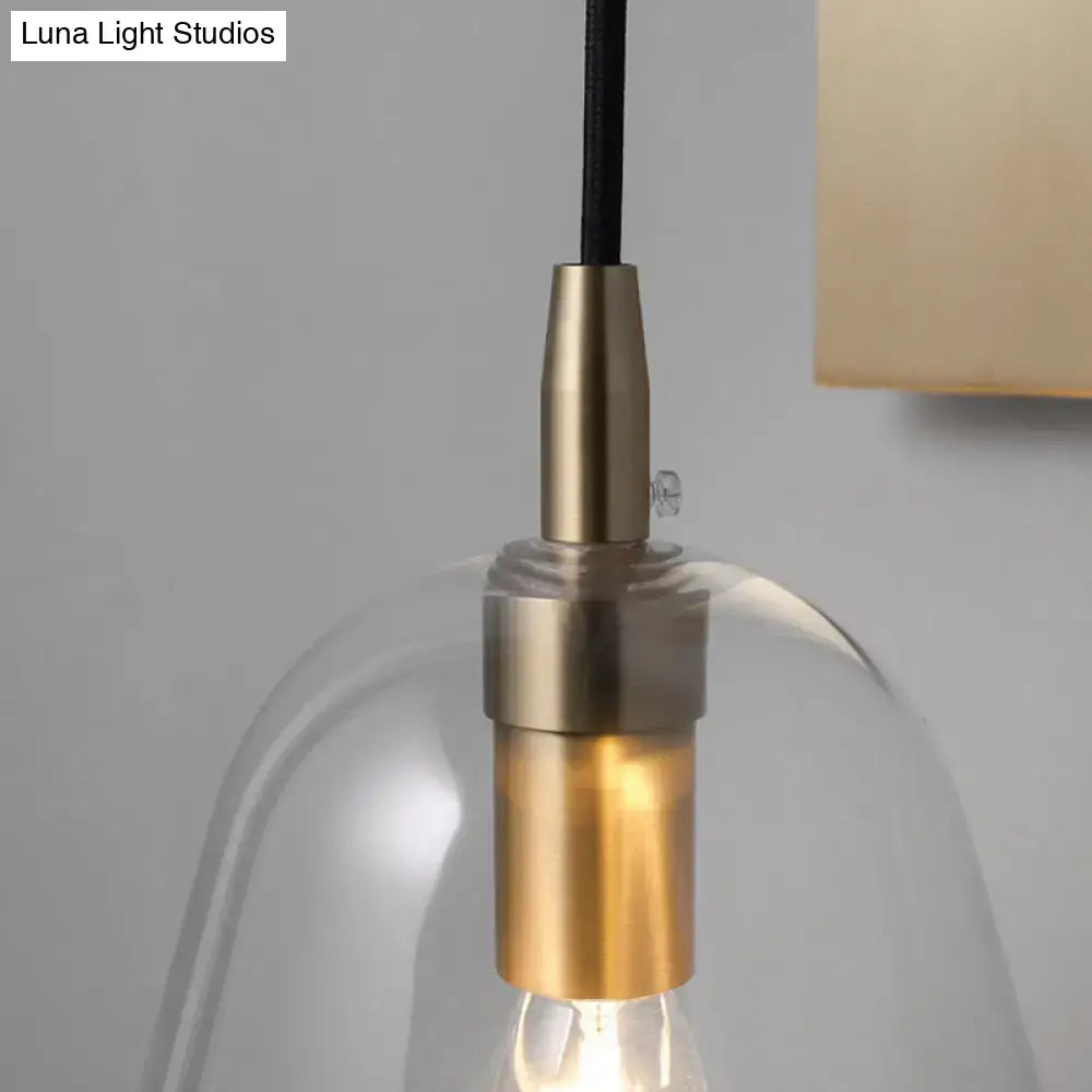 Brass glass wall sconce with clear dome shade, retro industrial style Decorbites on Tampa Home & Garden Store