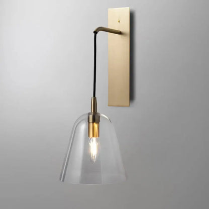 Brass glass wall sconce with clear glass shade, retro industrial style by Decorbites on Tampa Home & Garden Store