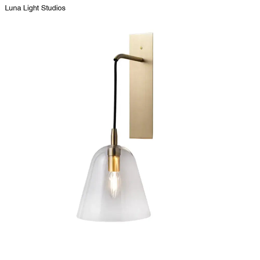 Brass glass wall sconce with clear glass shade, retro industrial decor by Decorbites on Tampa Home & Garden Store