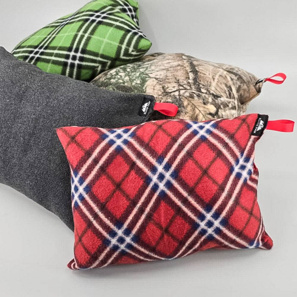 RFP Pillow by Hilltop Packs Ultralight Backpacking Pillow, red plaid cushion with red loop 4-pack on Tampa Home & Garden Store