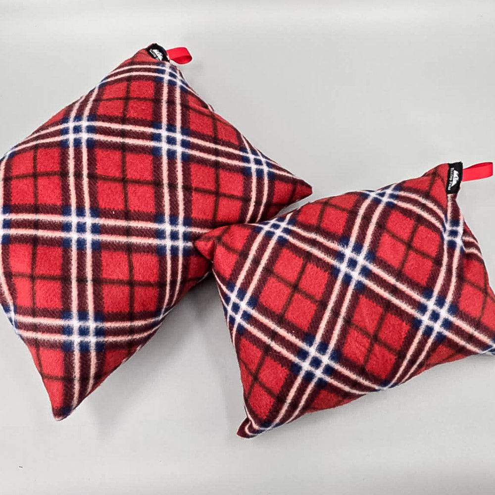 RFP Pillow by Hilltop Packs LLC red plaid fleece ultralight backpacking pillow, two pillows on Tampa Home & Garden Store