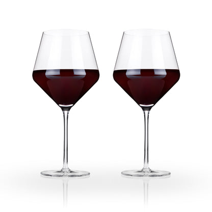 Raye Angled Crystal Burgundy Glasses Pair