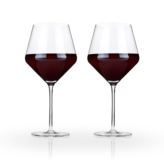 Raye Angled Crystal Burgundy Glasses Pair