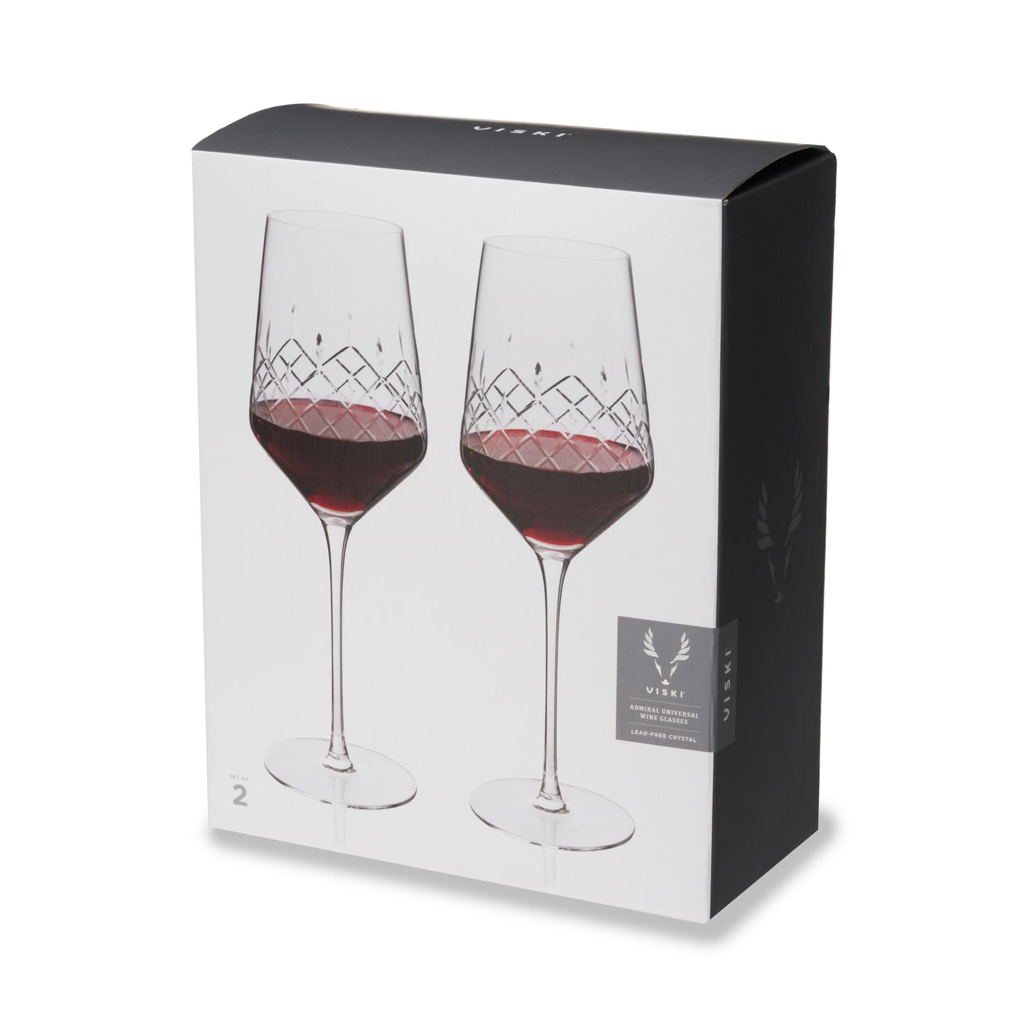 Admiral Etched Crystal Wine Glasses Set of Two