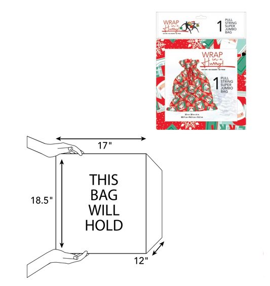 Wrap In a Hurry Super Jumbo Gift Bag by The Country Christmas Loft; pull-string holiday gift bag on Tampa Home & Garden Store