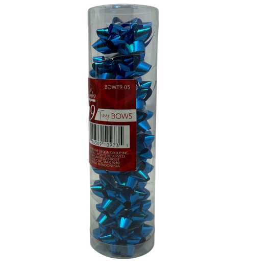 9 Tiny Metallic Bows In A Tube - Royal Blue Metallic