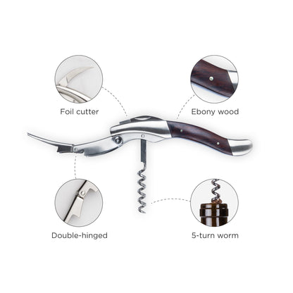 Admiral Heavy Corkscrew with Ebony Wood Handle