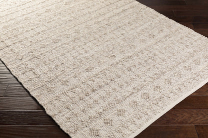 Argonne Area Rug beige boucle texture by Boutique Rugs on wood floor on Tampa Home & Garden Store