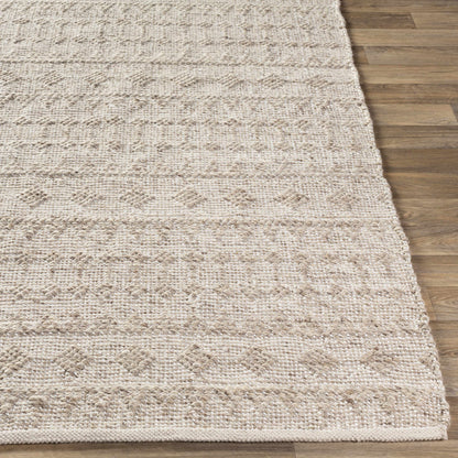 Argonne Area Rug - Clearance by Boutique Rugs, beige textured woven rug on wood floor on Tampa Home & Garden Store