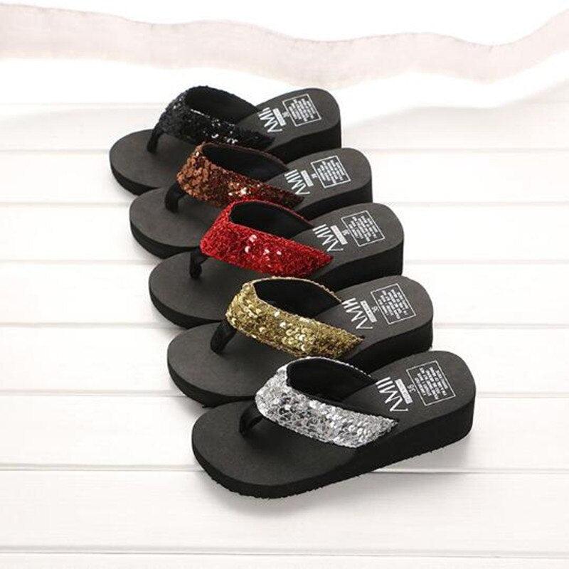 Stevvex rhinestone flip flops with glitter straps in black rose gold red gold silver 5pc on Tampa Home & Garden Store