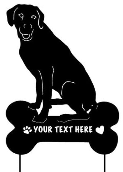 Rhodesian Ridgeback garden stake by Rustica Ornamentals, black hound lawn ornament on bone base on Tampa Home & Garden Store