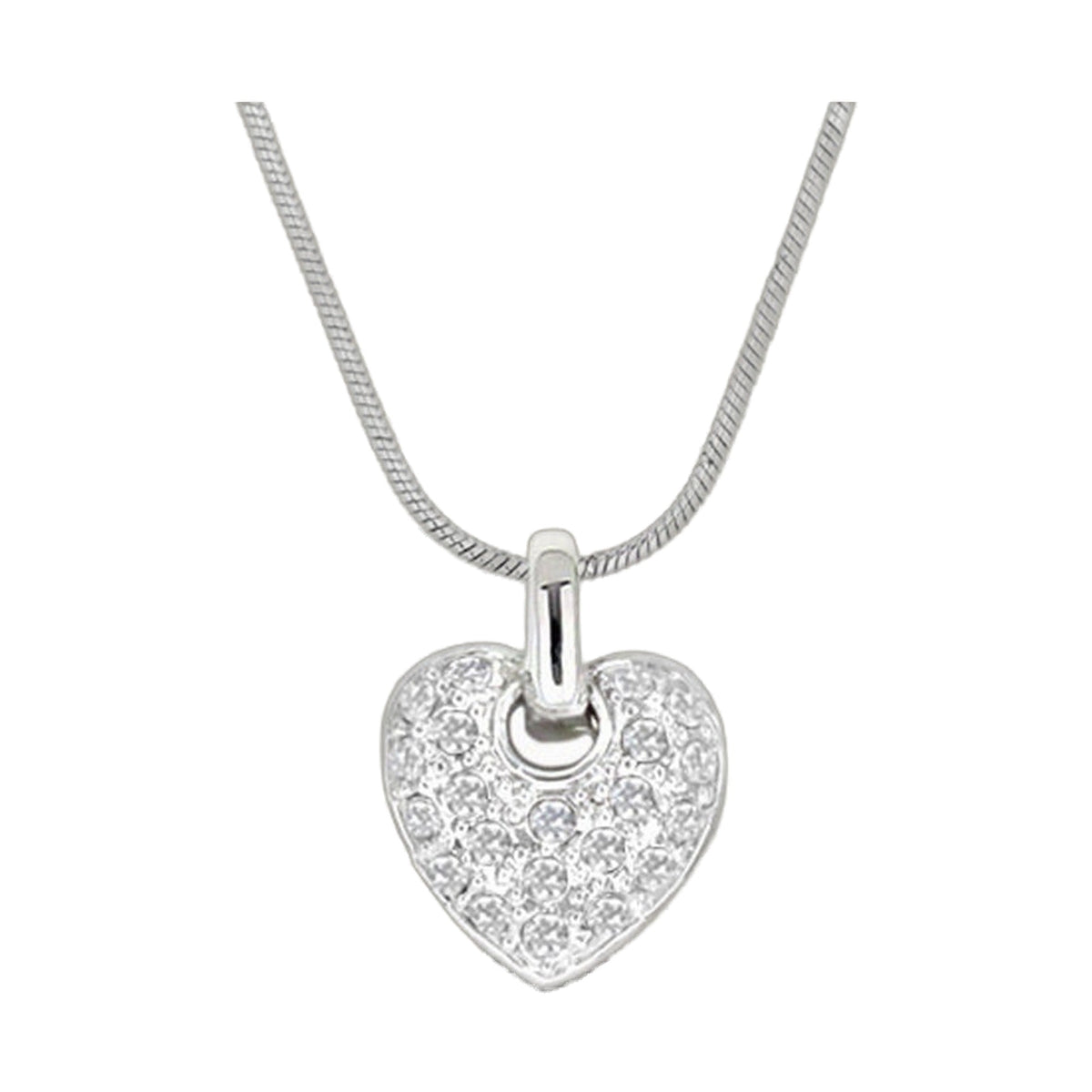 Pave Heart Pendant Necklace by Lauren G Adams, silver-tone chain with pavé heart pendant on Tampa Home & Garden Store