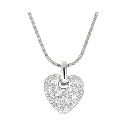 Pave Heart Pendant Necklace by Lauren G Adams, silver-tone chain with pavé heart pendant on Tampa Home & Garden Store