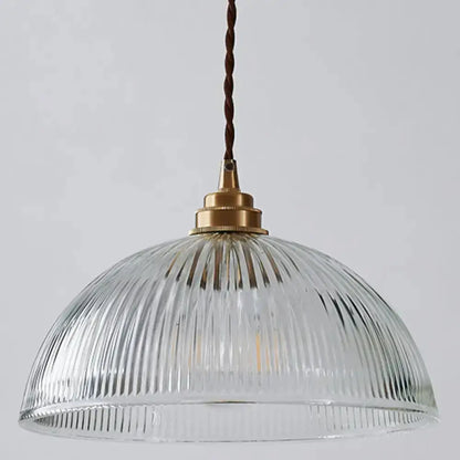 Ribbed glass brass pendant light for dining room by Decorbites, brass shade on Tampa Home & Garden Store