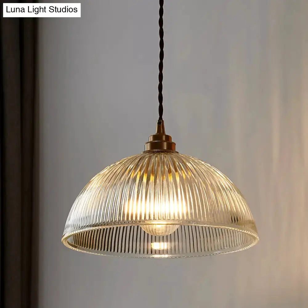 Ribbed glass brass pendant light for dining room with warm amber glow, Decorbites on Tampa Home & Garden Store