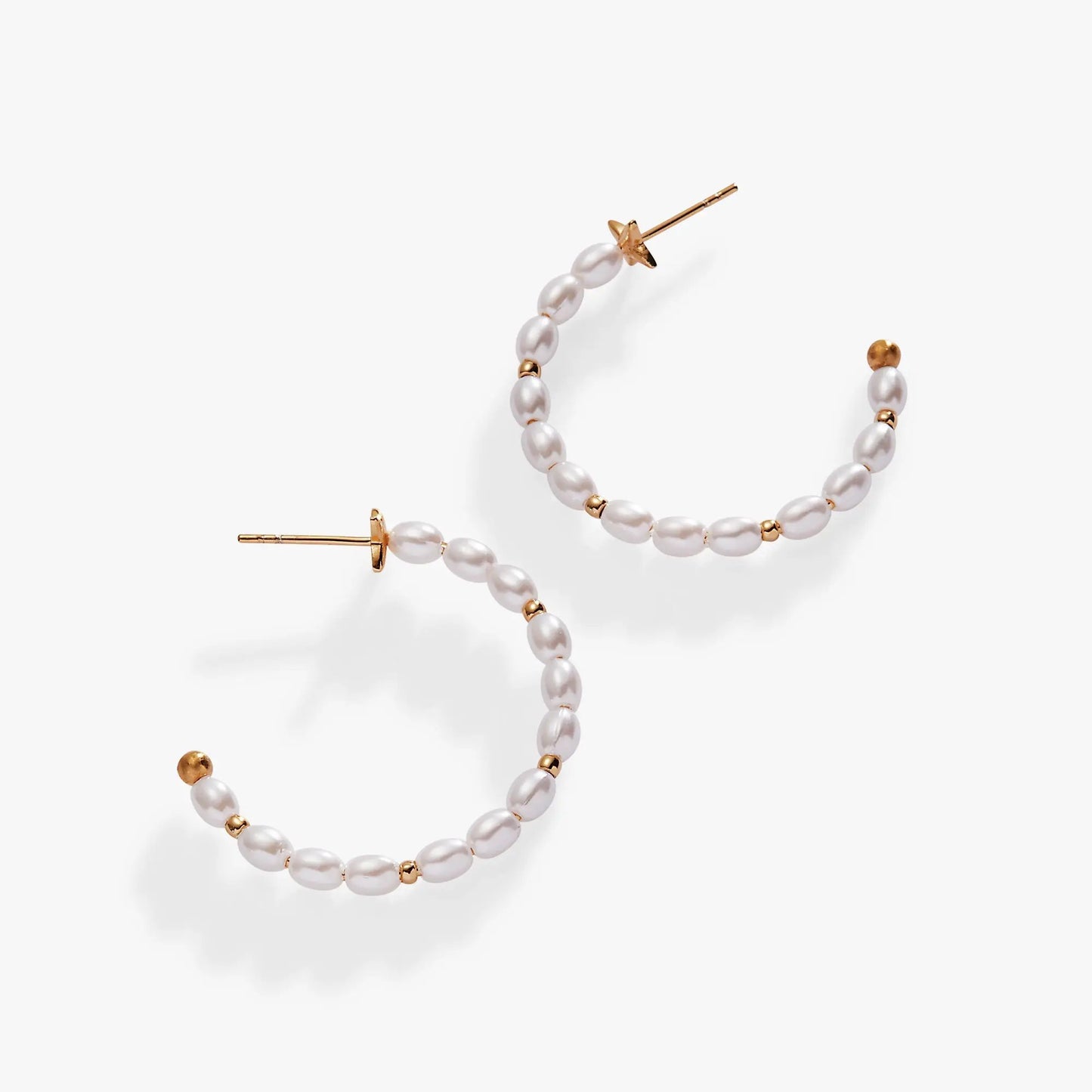 Rice Pearl Hoop Earring pair, pearl rice beads with rose-gold posts by ALEX AND ANI on Tampa Home & Garden Store